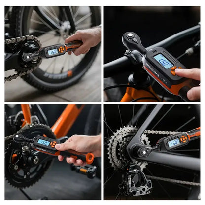 HBC Habicare 40-piece 1/4-inch drive digital torque wrench set for bikes, includes various torque wrenches and accessories.