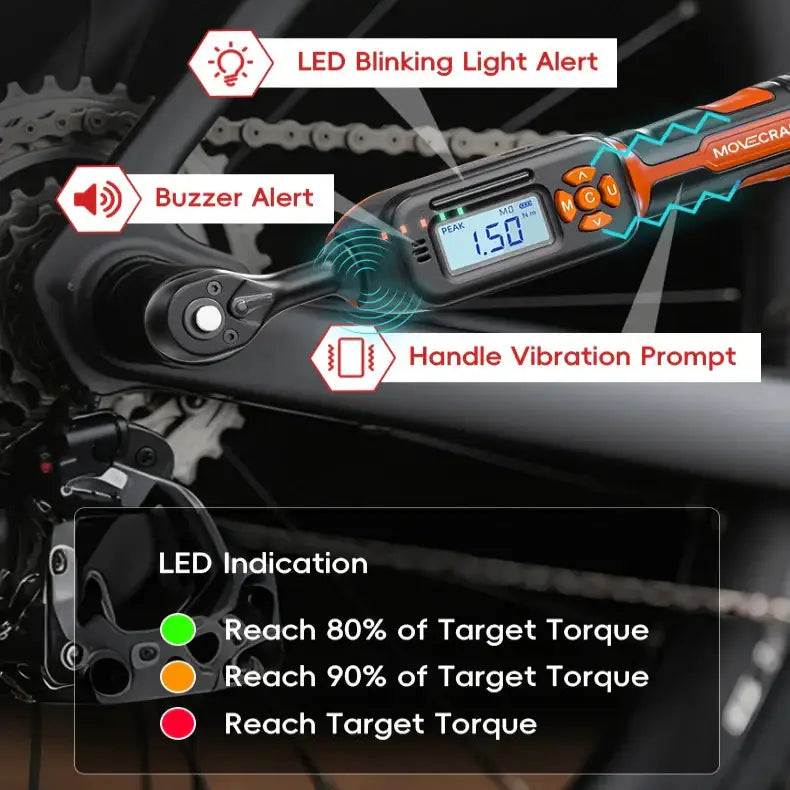 HBC Habicare 40-piece bike digital torque wrench set with 1/4-inch drive, including various sizes for precise bicycle maintenance.