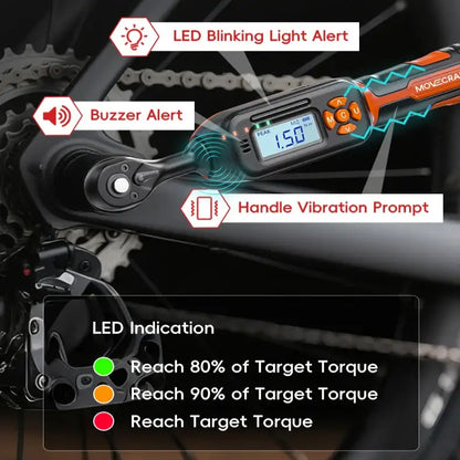 HBC Habicare 40-piece bike digital torque wrench set with 1/4-inch drive, including various sizes for precise bicycle maintenance.