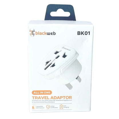 All In One Travel Blackweb Adapter BK01 Wall Plug (USA & UK to NZ & AUS) 9eight5