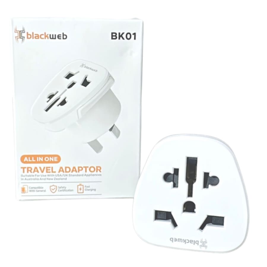 All In One Travel Blackweb Adapter BK01 Wall Plug (USA & UK to NZ & AUS) 9eight5