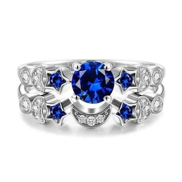 Women's Blue Gemstone Moon Ring