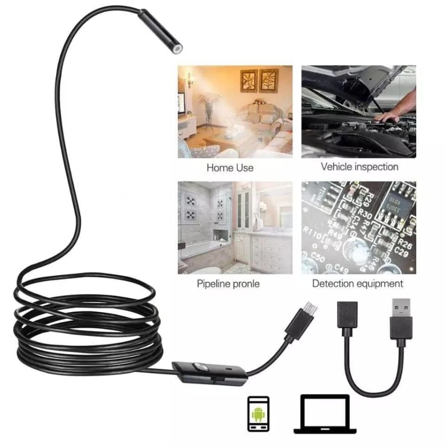 9eight5 borescope camera for inspections, USB endoscope for Android phones and tablets with Type-C and Micro-USB connectors.