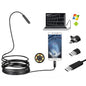 9eight5 borescope camera for inspections, compatible with Android phones and tablets, showing flexible endoscope with USB and Type-C connectors.