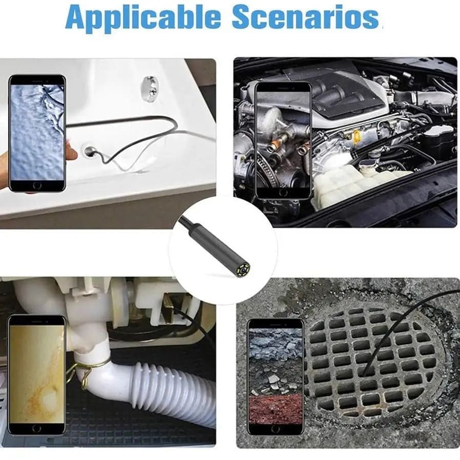 9eight5 borescope camera for phone and tablet inspections, with Type-C and Micro USB connectors for Android devices.