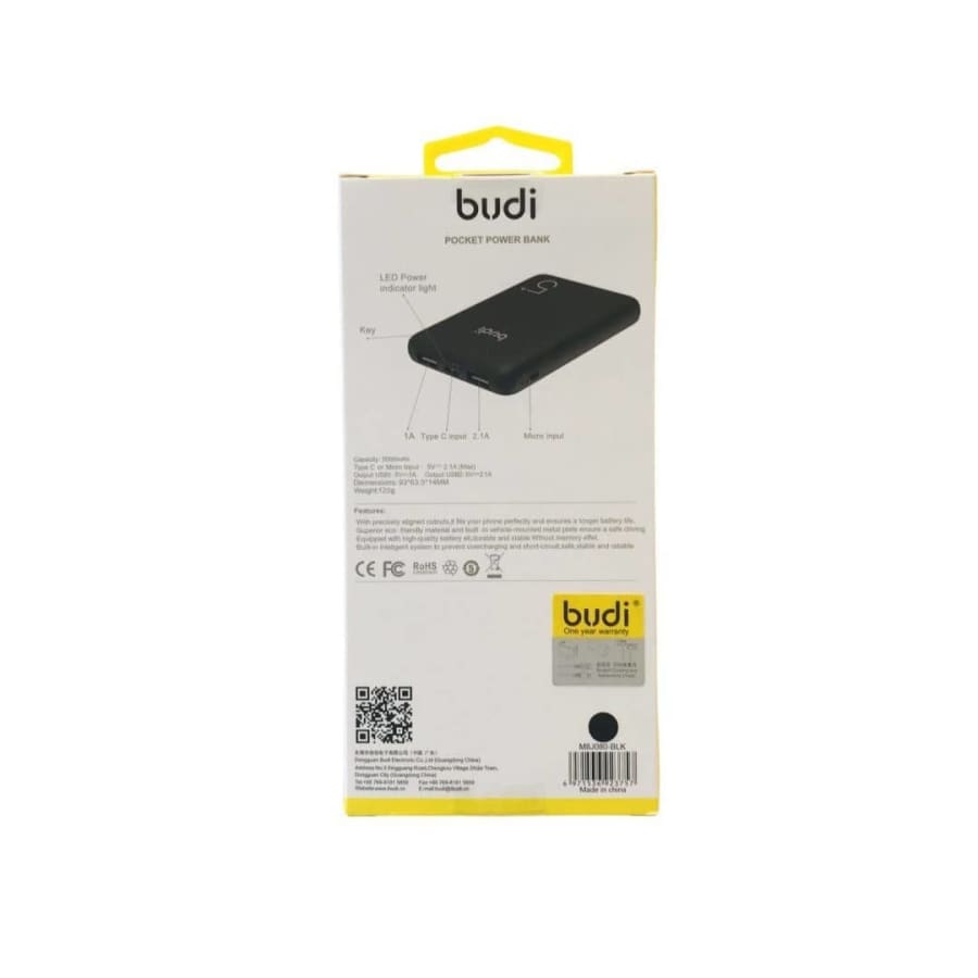 Budi 5,000 mAh Power Bank 9eight5