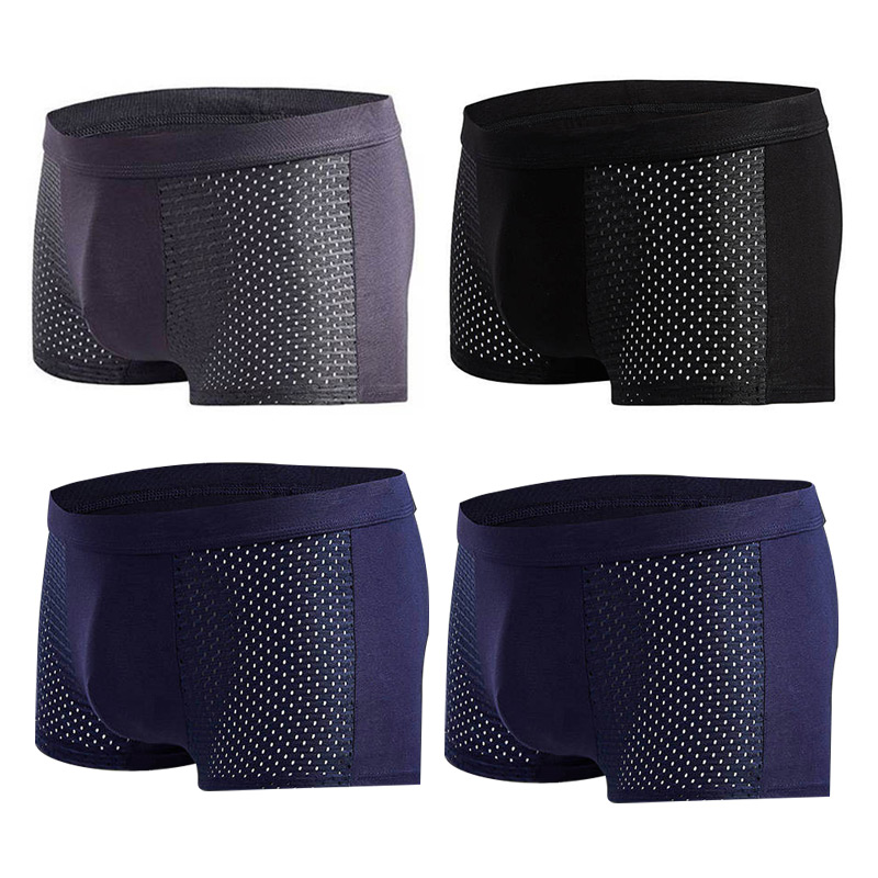 Men's Modal Boxer Shorts — Breathable Mesh Mid-Waist Underwear | Single & 4-Pack - ShopHub