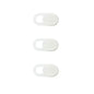 Set of three white 9eight5 camera lens cover screen protectors protecting camera lenses from scratches and dust.