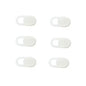 Set of six white 9eight5 camera lens cover screen protectors for camera lens protection, displayed on a plain background.