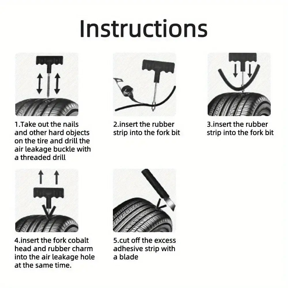 Car Tyre Repair Kit with Durable Strips & Super Glue Habicare