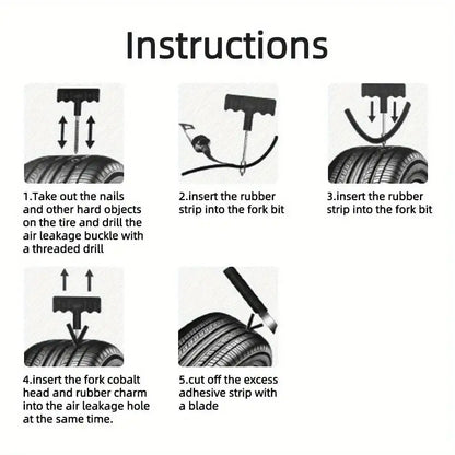 Car Tyre Repair Kit with Durable Strips & Super Glue Habicare