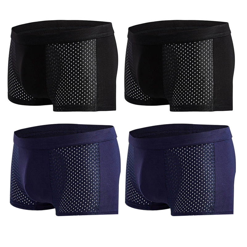Men's Modal Boxer Shorts — Breathable Mesh Mid-Waist Underwear | Single & 4-Pack - ShopHub