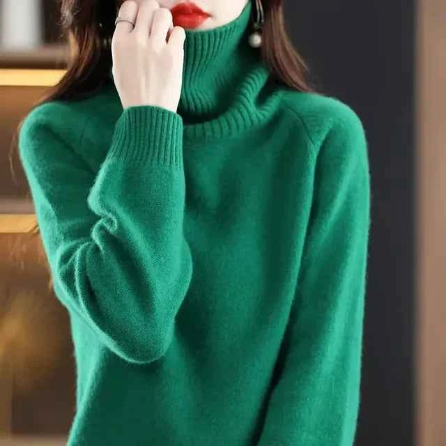Women's 100% Merino Wool High Neck Sweater Top