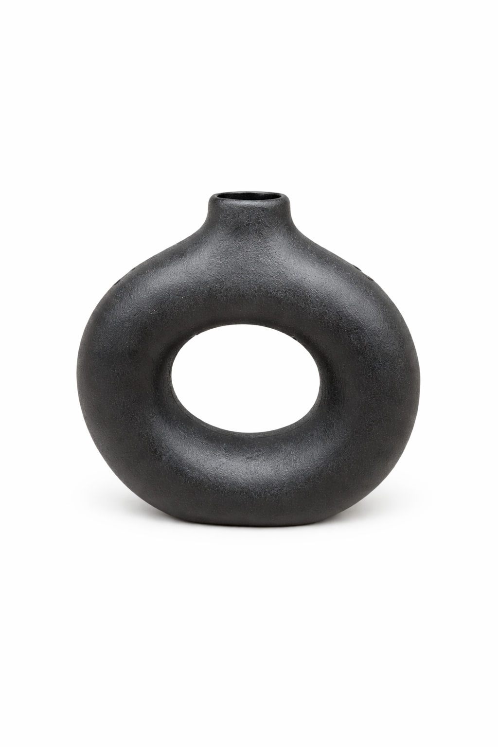 Frankly Cotton Black Sculptural Donut Vase Nest & Stem Homewares
