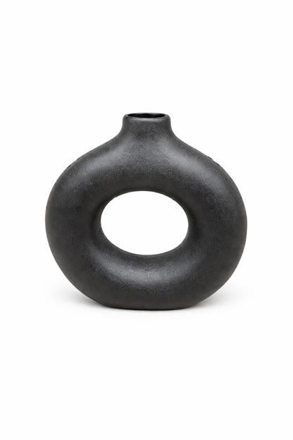 Frankly Cotton Black Sculptural Donut Vase Nest & Stem Homewares