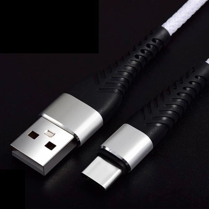 Samsung Type C charger cable for phones and tablets, 2 meters long, by 9eight5, showing the cable and connectors.