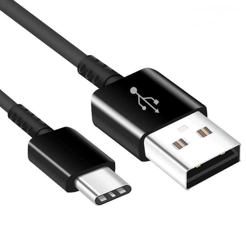 Black 2-meter USB Type C charger cable for Samsung devices by 9eight5, suitable for fast charging and data transfer.