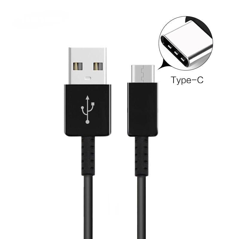 Black 2m USB Type C charger cable for Samsung devices by 9eight5, designed for fast charging and data transfer.