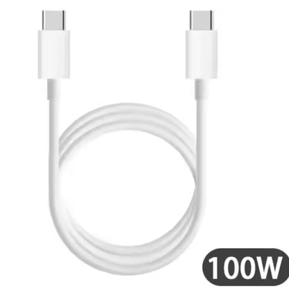 White 1-meter Type C to Type C charging cable for Samsung phones and tablets by 9eight5, showing the cable and connectors.