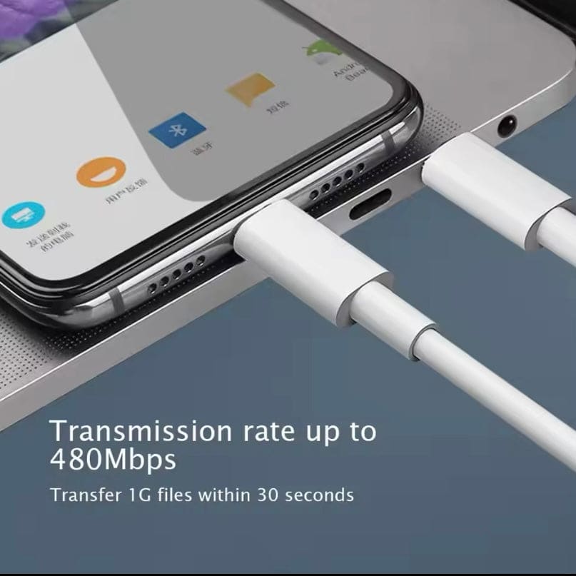 White 1-meter Type C to Type C charger cable for Samsung devices by 9eight5, suitable for smartphones and tablets.