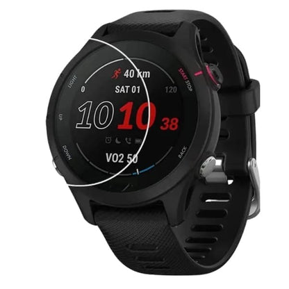 Set of six clear hydrogel screen protectors for Garmin Forerunner 955 watch, designed to protect the screen from scratches and impacts.