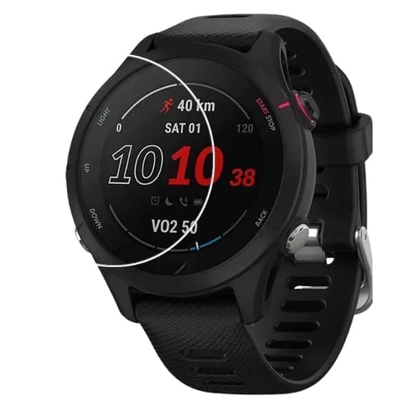 Set of six clear hydrogel screen protectors for Garmin Forerunner 955 smartwatch, providing durable screen protection.