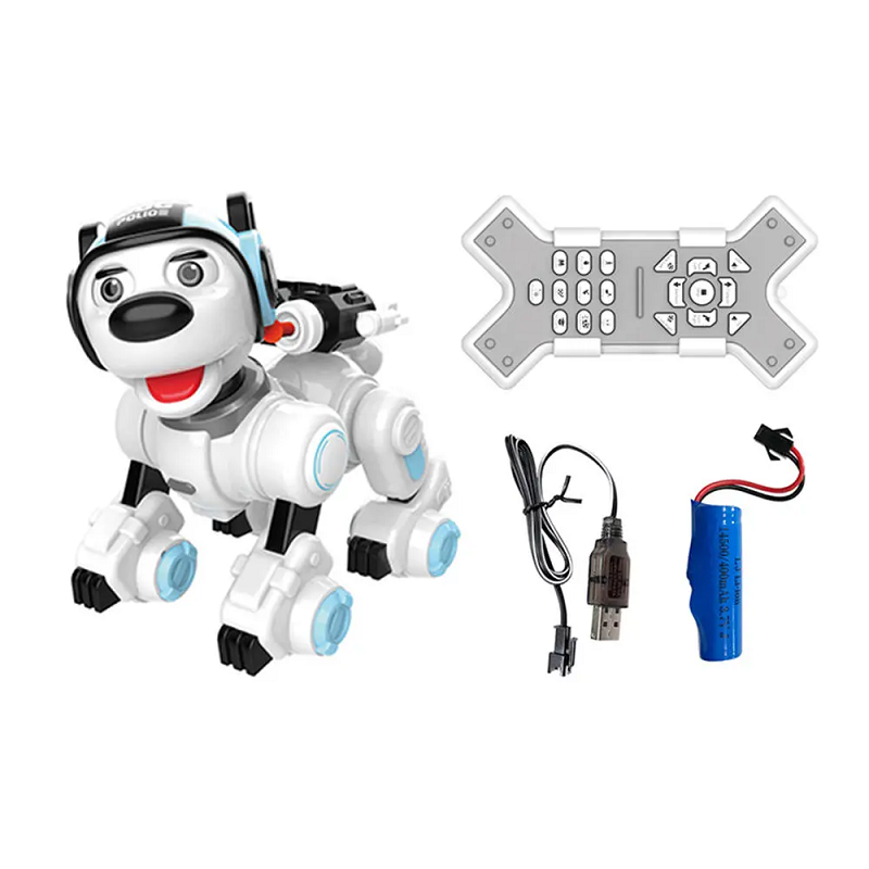 Dealonlinenz RC Smart Dog Patrol Robot toy performing dance and singing, featuring shooting functions, ideal for kids' gift.