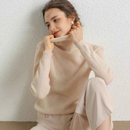Women's 100% Merino Wool Turtleneck Sweater - Slim Fit, High Neck | Autumn Winter Layering