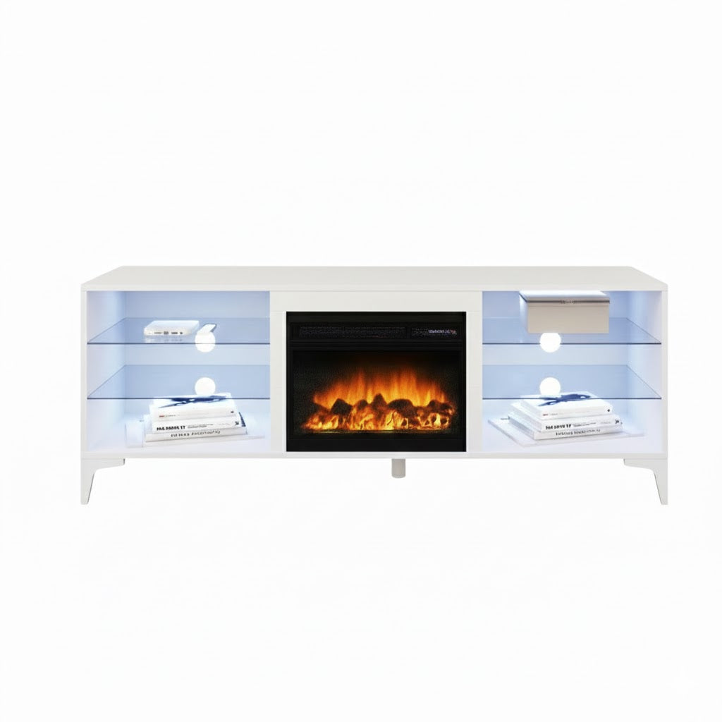 'Dante' RGB LED Lighting TV Unit With Electric Fireplace sue-e furniture