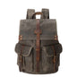 Men's Waxed Canvas Backpack — Vintage Leather Trim Waterproof | Travel & Hiking