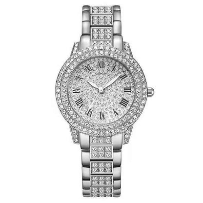 Luxury Women's Diamond Watch Set with Roman Numerals