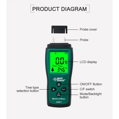 Digital Wood Moisture Meter (AS971) Habicare