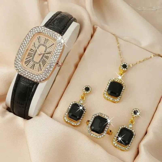 Diva-Shine Diamond Quartz Watch Set