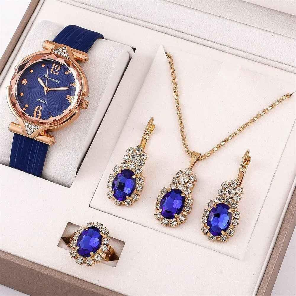 Diva-Shine Diamond Quartz Watch Set