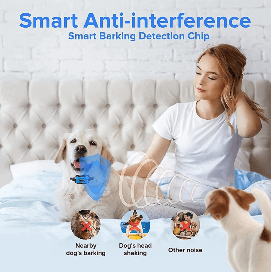 Dog Anti Barking Collar Beeping Chargeable Dog Training Device (Blue) - ShopHub