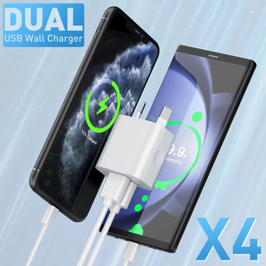 Dual USB Power Adapter Wall Plug (NZ / AUS) (White) 9eight5