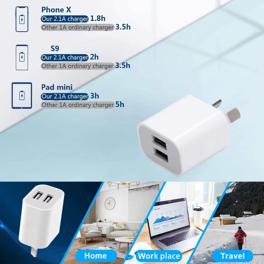 Dual USB Power Adapter Wall Plug (NZ / AUS) That Watch Shop