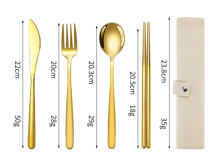 Korean Style Stainless Steel Outdoor Cutlery Set with Storage Box or Bag ECOTREK