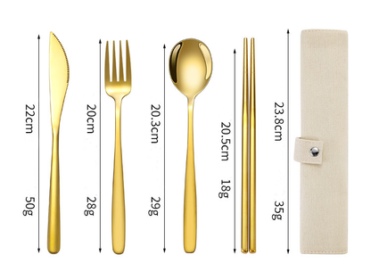 Korean Style Stainless Steel Outdoor Cutlery Set with Storage Box or Bag ECOTREK