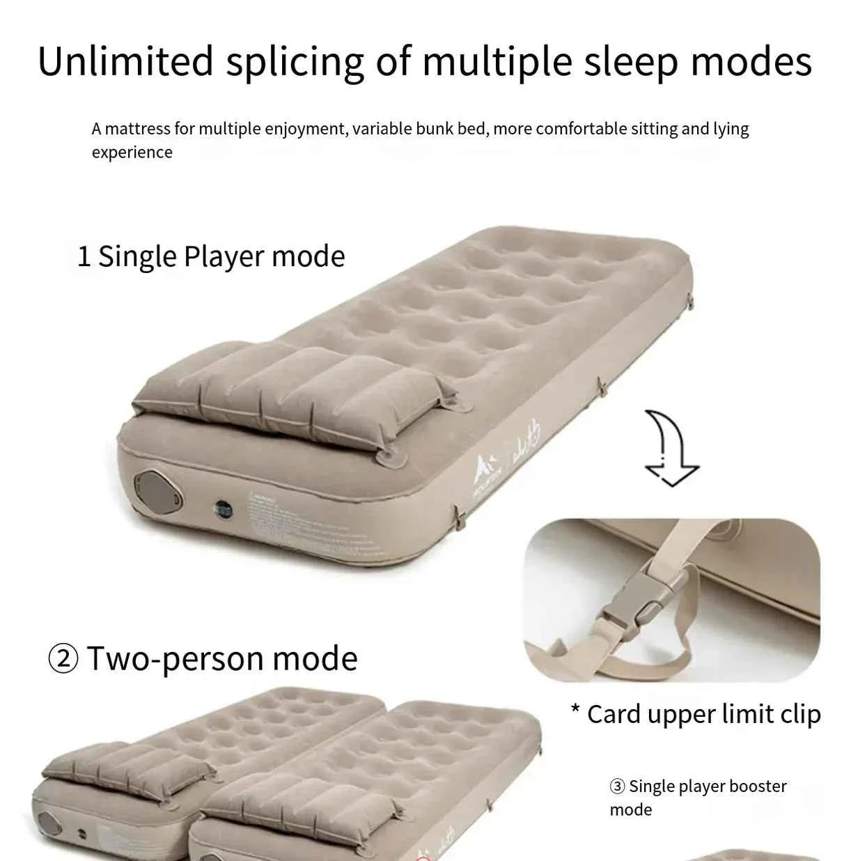 Self-Inflatable Camping Mattress - 190x160x25cm Double with Pillow | Home & Outdoor Use
