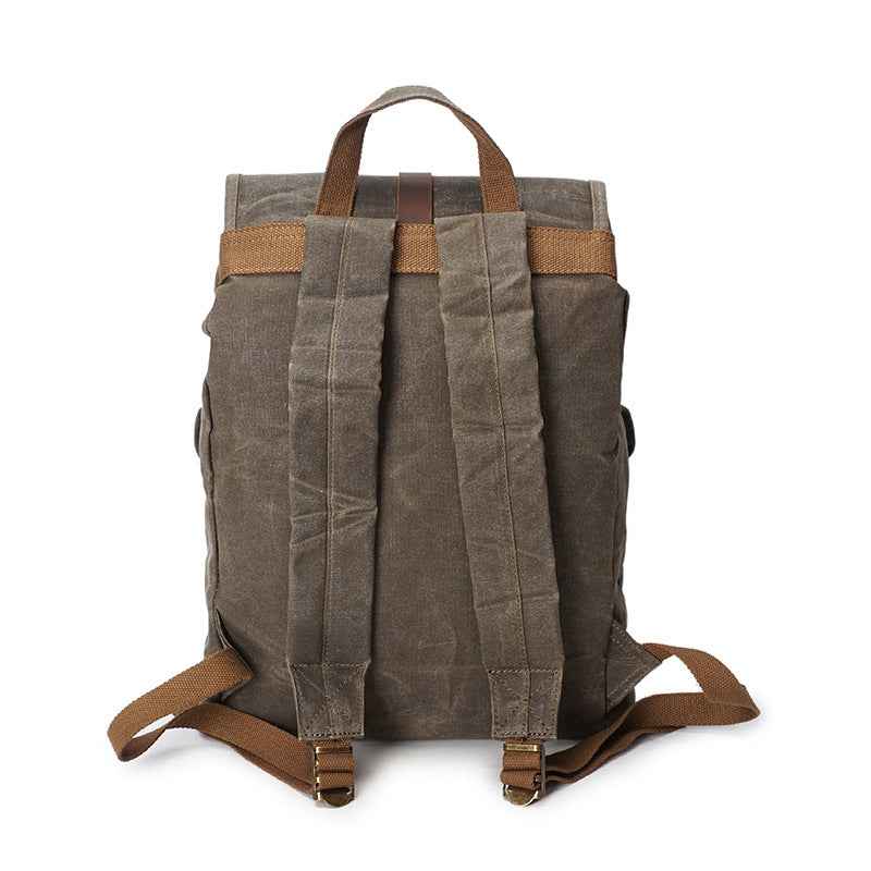 Men's Waxed Canvas Backpack — Vintage Leather Trim Waterproof | Travel & Hiking