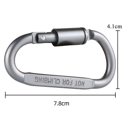 Heavy-duty D-shaped aluminium carabiner hooks by ECOTREK, versatile accessories for securing gear and attachments.