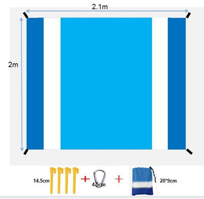 ECOTREK beach mat in orange and blue, sandproof and waterproof, measuring 210x200 cm, ideal for comfortable seaside lounging.