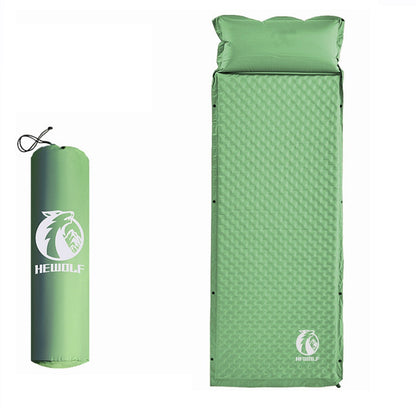 Green ECOTREK self-inflating air mattress, outdoor camping mat with single size and durable design for camping trips.
