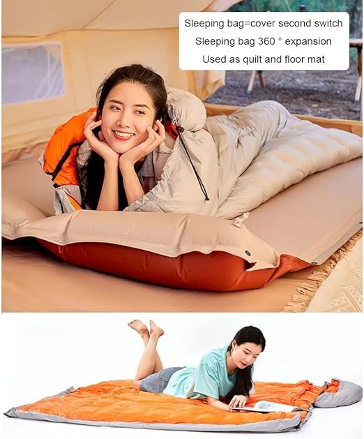 ECOTREK goose down envelope sleeping bag in silver, compact and lightweight for camping and outdoor adventures.