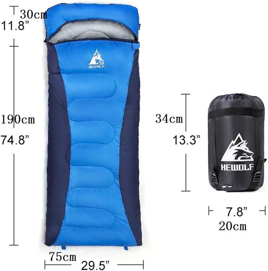 ECOTREK 4-Season Adults Envelope Camping Sleeping Bag, compact and lightweight for versatile outdoor use.