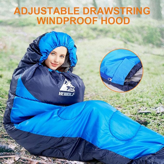 ECOTREK 4-Season Adults Envelope Camping Sleeping Bag, compact and lightweight for versatile outdoor use.