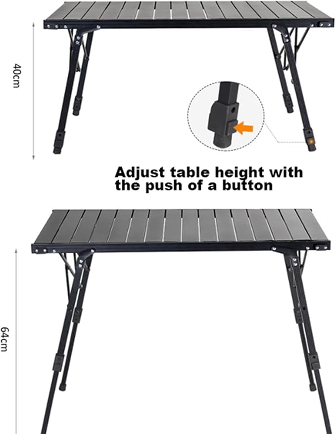 ECOTREK aluminium height adjustable camping table, portable outdoor table with 89cm height for outdoor activities and camping.