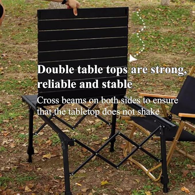 ECOTREK aluminium height-adjustable camping table, portable outdoor table in 89cm height, ideal for outdoor activities and camping.