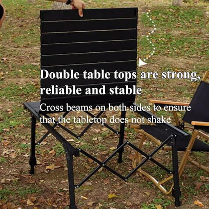 ECOTREK aluminium height-adjustable camping table, portable outdoor table in 89cm height, ideal for outdoor activities and camping.